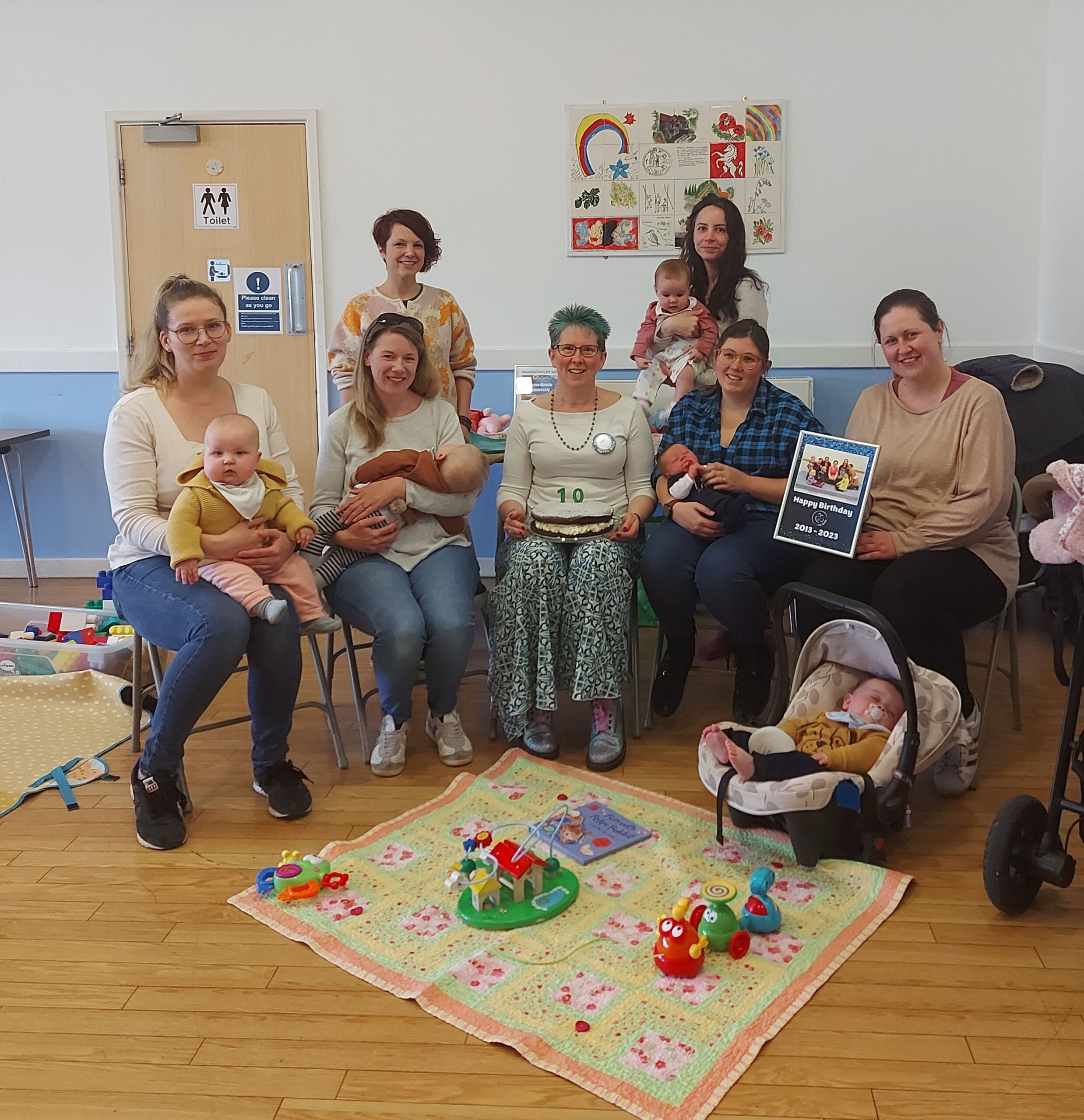 My Birth Support CIC birthday picture with mums and babies